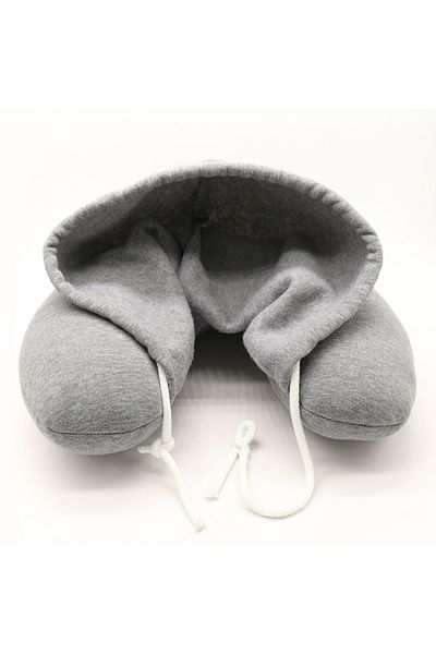 Choice 30x28x9cm Gray U-shaped Hooded Travel Home Pillows Car Seats Office Aircraft Pillows Neck Pillows Li