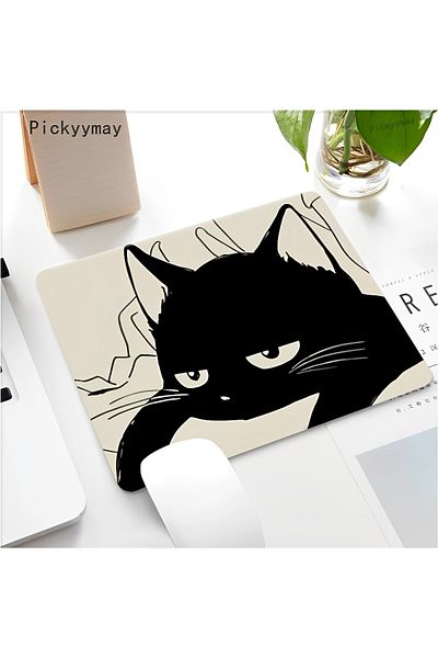 Choice لوحة ماوس Z1 Black Cat مقاس 18 × 22 سم غير قابلة للقفل، لوحة ماوس صغيرة للكمبيوتر المكتبي ولوحة مفاتيح وفأرة كبيرة