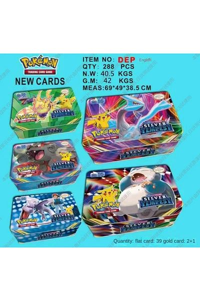 Choice English 1 Box 42pcs/set Iron Metal Box Pokemon Takara Tomy Battle Toys Lost Origin Pokemons Box With