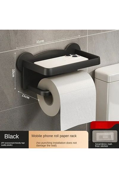 Choice Black Punch Free Wall Mounted Tissue Storage Rack Paper Roll Shelf Holder Restroom Box Shelve Multi