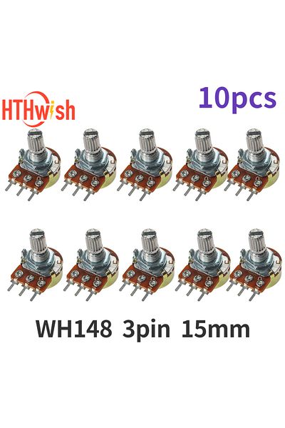 Choice 10PCS WH148 15mm 3pin Linear Potentiometer With Nuts And Washers 1K 2K 5K 10K 20K 50K 100K 250K 1...