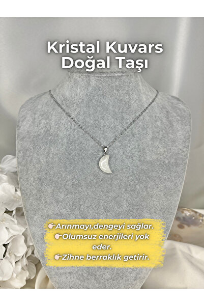 Elifsu Jewelry Hilal Şeklinde Doğal Taş Kolye Minimal Kesim