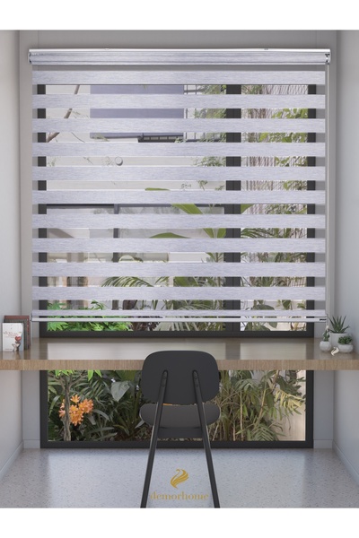 Demor Home Açık Gri Bambu Zebra Yüksek Kalite Metal Kasa