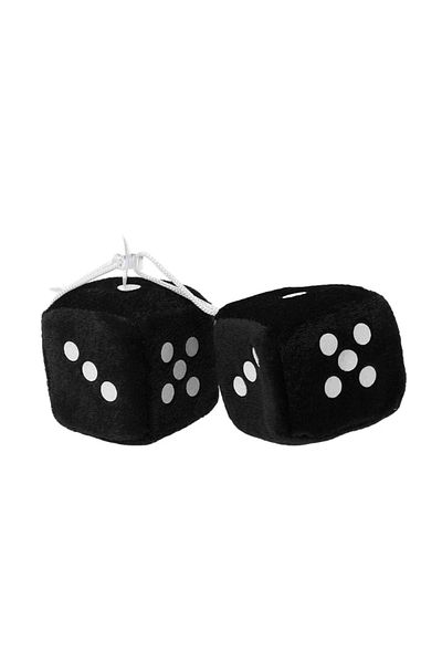 DUTRIEUX Black 2pcs 2pcs Auto Ssoft Fuzzy Dice Dots Rear View Mirror Hanger Decoration Car Styling Interior A
