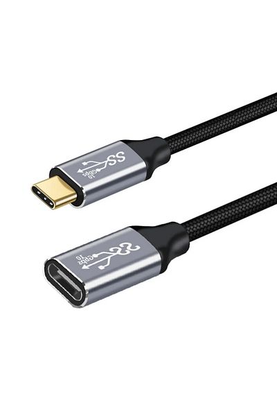 Choice كابل بيانات Typec ذكر إلى أنثى أسود بطول 2 متر مع وصلة توصيل ومفتاح شحن سريع USB3.1Gen2