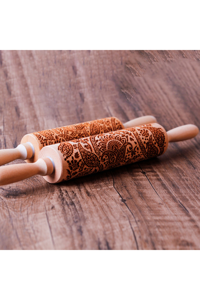 Choice 35cm New Big size Tree of Life Deep Engraved Wooden Embossed Cookie Flower Rolling Pin for Baking 3D