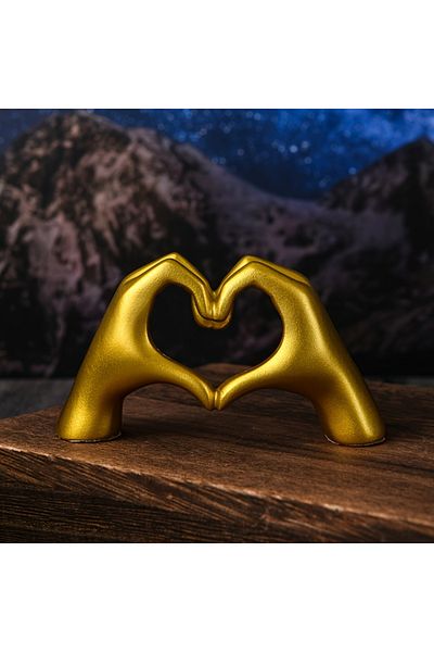 Choice T-7jin Gold Decoration, Heart Hand Statue Living Room Bedroom Decoration, Love Finger Modern Hand Ge