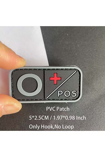 Choice 12-gray O Pos Small Patch With Hook,pvc Blood Type A B Ab O Pos Neg Emblemen,patches Military Tactic