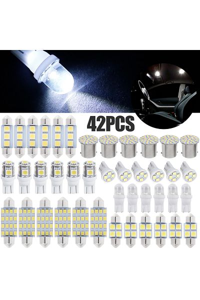 Choice 42 قطعة 42 قطعة مصابيح داخلية للسيارة T10 6000k SMD LED بديلة للوحة الترخيص/مصابيح القراءة