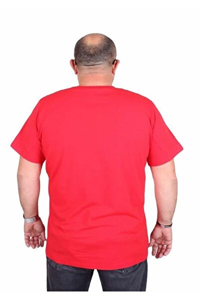 Starbattal Plus Size Lycra Men's V-Neck T-Shirt - Red 11170