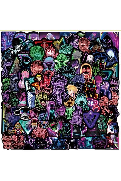 Choice 100pcs 100pcs Neon Lamp Demon Slayer Several Mix Anime Stickers Decorative Stickers For Children's T