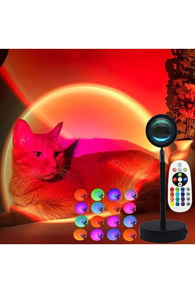 MtReal 16 Colors Remote Smart Bluetooth Night Light Rainbow Sunset Projector Lamp For Home Coffe Shop Backg