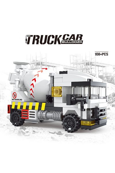 Choice NEW Heavy Engineering Cement Mixer Fire Engine Mini Loader Truck Police Car Classic Model Buildin...