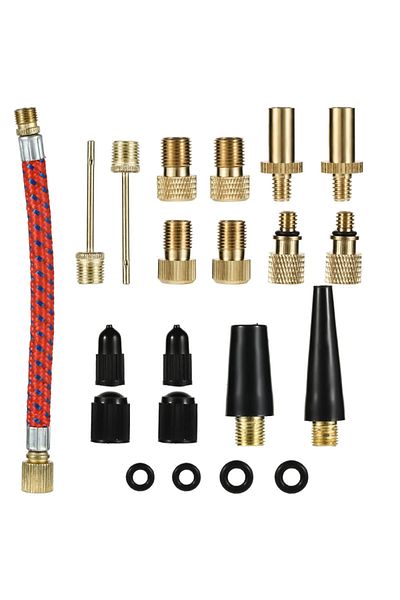 Choice 21Pcs/Set Bicycle Tire Inflatable Tube Needle Air Hose Adapter Kits Bicycle Repair Tools Connecto...