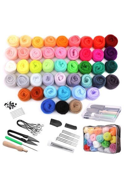 Choice Type 1 45 Colors Felt Wool Roving Needle Felting Starter Kit With Supplies For Beginners Diy Felting