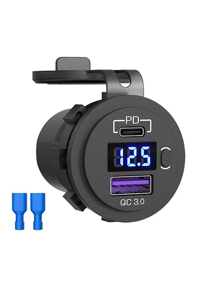 Choice Blue Screen Usb C Car Charger Socket 12v/24v Dual Usb Socket Pd3.0 And Qc3.0 Car Adapter Port With L
