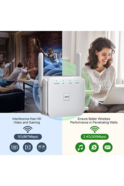 Choice1 جهاز توجيه موسع إشارة واي فاي لاسلكي 2.4 جيجاهرتز/5 جيجاهرتز بمقبس الولايات المتحدة بسرعة 1200 ميجابت في الثانية