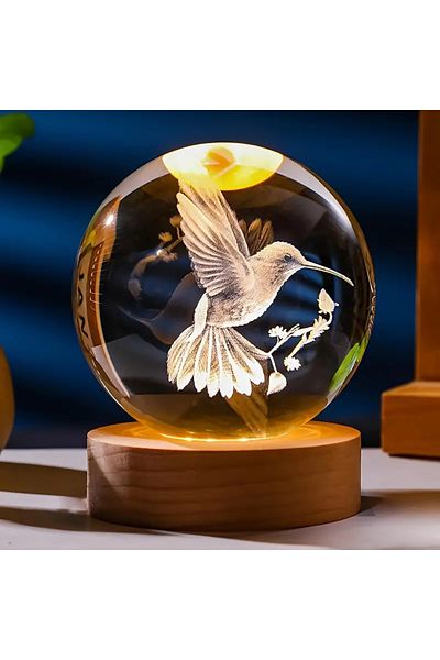 Choice Bird 1 Pc 3d Hummingbird Crystal Ball, Creative Laser Engraving, Suitable For Home Bedroom Decoratio