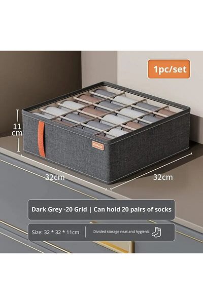 Choice 1pc 20 Grid 1pc Dark Grey Underwear Storage Box Socks Underwear Storage Drawer Division Multifunctio