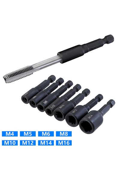 Choice 6pcs Tap Die Socket Adapter 1/4 '' Hex Shank Machine Screw Metric Plug Threading Tool for Electri...