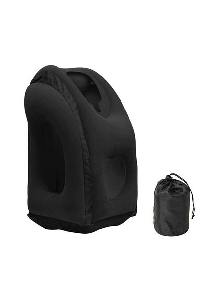 Choice Black New Pattern Inflatable Travel Pillow Portable Chin Support Neck Pillow For Airplane Car Bus Tr