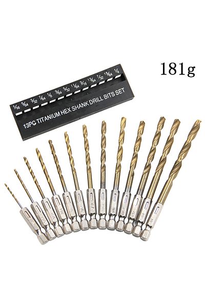 Choice 13pc British System Hexagonal Handle Titanium Plated Twist Drill 1/16-1/4 Electric Drill Screwdri...