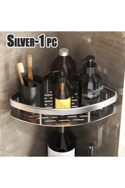 YANKE Silver 1pcs Bathroom Shelf Aluminum Alloy Shampoo Rack Makeup Storage O...