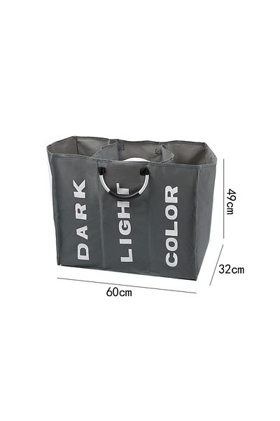 Choice Dark Gray 1pc Foldable Home Laundry Basket Large Dirty Laundry Basket Hamper 3 Section Oxford Cloth
