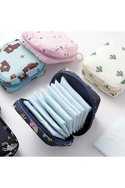 Choice Women Sanitary Napkin Tampon Storage Bag Portable Waterproof Organizer Pouch Cartoon Pattern Sani...