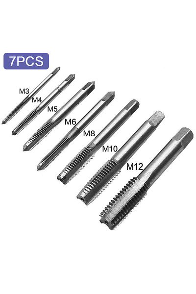 STONEGO 7pcs 5pcs/7pcs Bearing Steel Taper Hand Spiral Point Straight Fluted Screw Thread Hand Tap D
