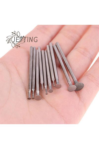 HELTC 10PCS Grinding Bit Accessory Ultra-Thin T Head Shank Diamond Mounted Point Stone Jade Carve Polis...