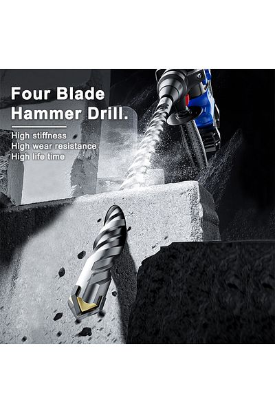 SHENSEN Concrete SDS Plus Drill Bit Cross Tips 4 Cutters 110 160 210 260 350 Wall Brick Block Electric Ha...