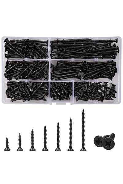 Choice مجموعة مسامير ذاتية اللولبة ذات رأس غاطس متقاطع أسود مقاس M3.5، مكونة ...