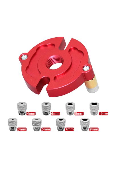 FNICEL 1 Set Woodworking Self-centering Dowel Jig Kit W/ 3-10mm Steel Bushing - Aluminum Vertical Hole Jig