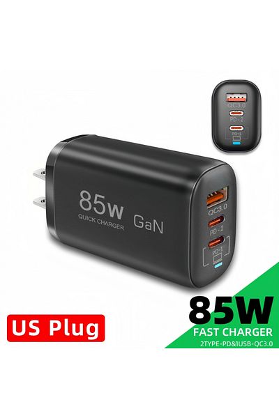 Choice US Black Real 85W GaN USB Type C Charger QC3.0 Quick Charger PPS PD 20-65W Laptop Fast Charging For