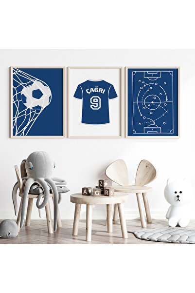 CKA Tasarım Futbol Formalı Erkek Bebek ve Çocuk Odası 3'lü Tablo İsim Seti