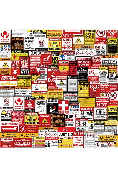 Choice 75pcs 75pcs Warning Ban Sign Stickers For Diary Diy Notebook Luggage Motorcycle Laptop Refrigerator