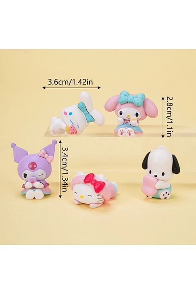 Choice 5pcs 5pcs Sanrio Anime Figures Kuromi Pochacco Cinnamoroll Melody Doll Desktop Model Car Ornaments