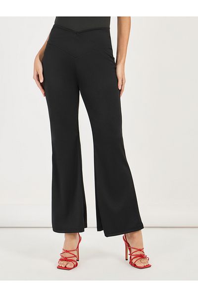 Styli Criss-Cross Waistband Detail High Rise Flared Pants