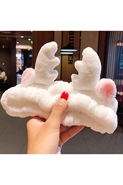 C&E Design Peluş Beyaz Angel Melek Kanatlı Makyaj Ve Banyo Bandı Seti