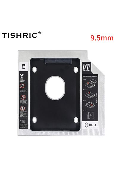 TISHRIC 9.5mm Aluminum 2nd Hdd Caddy 9.5mm 12.7mm Sata 3.0 Optibay Hard Disk Drive Box Enclosure Dvd