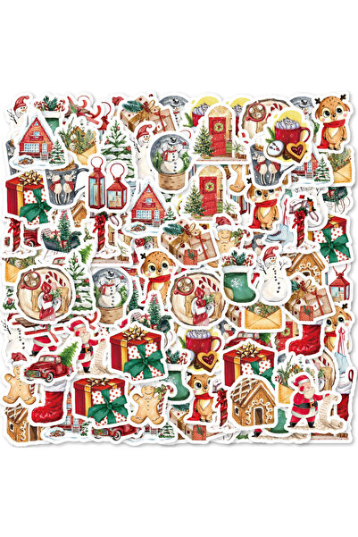 Choice 46 قطعة من ملصقات عيد الميلاد المزينة على شكل أيل وسانتا وجوارب وحافظة...