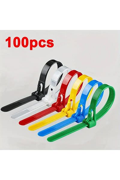 Choice 4x150mm 100pcs Colour Mixing 100 Reusable Cable Ties, Cable Lock Loop Nylon Ties Removable, Recyclab