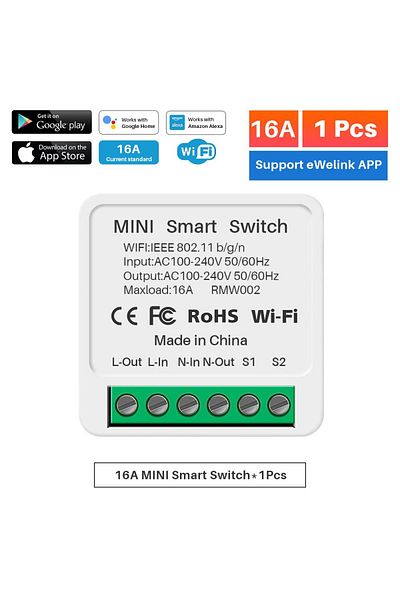 Choice 16A EWelink Wifi Switch Smart 2-Way DIY Switches Circuit Breaker Timer Support Alexa ?????? Googl...