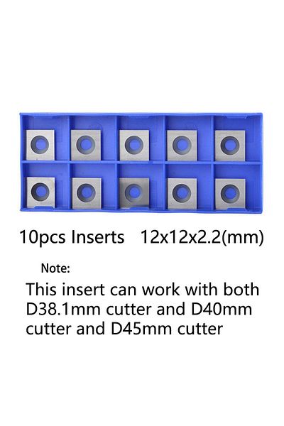 DREANIQUE 10pc-insert-d60 2-flute Wood Planer Bit 38.1mm 45mm Cutting Diameter 8 12 Mm Shank Spoilbo