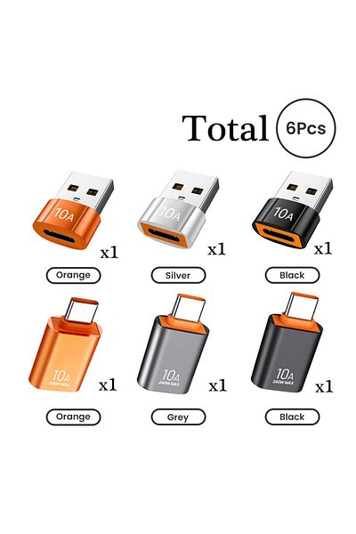 Choice 6 قطع من محول USB A إلى USB C Otg من Nnbili مختلط 10 أمبير، محول USB 3.0 من النوع C إلى USB 3.0 لهاتف Xiaomi
