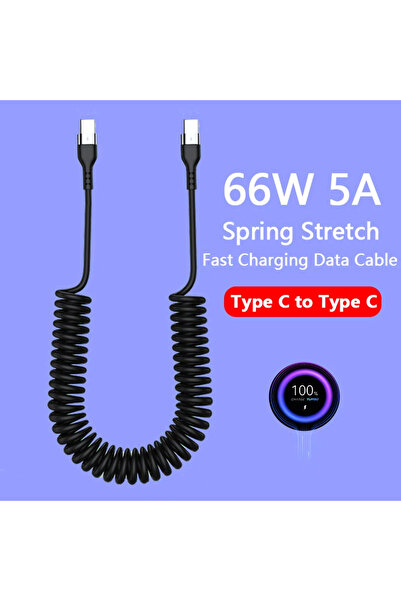 Choice كابل شحن سريع للسيارة من النوع C إلى C أسود 66 وات 5 أمبير من USB Type C لشحن هواتف Xiaomi Redmi Huawei Type C إلى T بطول 1 متر