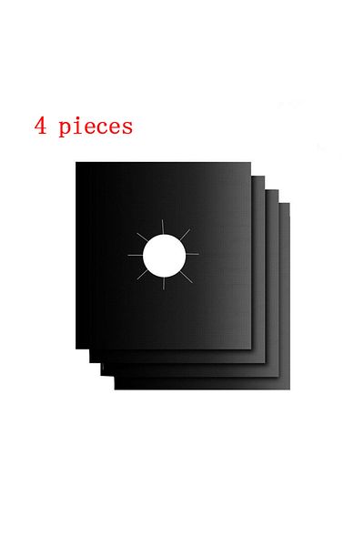 Choice Black Four Pieces 4 Pieces 27 Cm Gas Stove Surface Protection Pad Washable Oil And Dirt Resistant Ki
