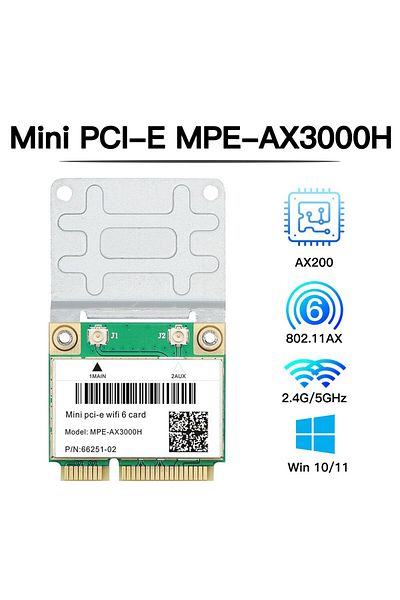fenvi بطاقة Mpe-ax3000h Wifi 6 بسرعة 2974 ميجابت في الثانية ونطاق مزدوج 2.4 جيجاهرتز/5 جيجاهرتز لشبكة Bluetooth 5.2 اللاسلكية نصف Mini PCI-