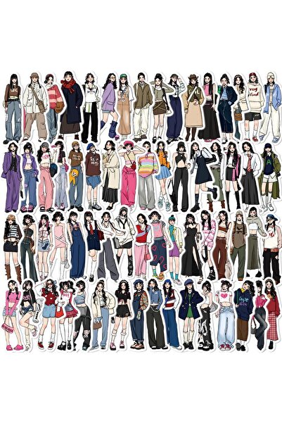 Choice 65 قطعة - ملصقات عشوائية من 65 قطعة لفتاة موكا أنيقة، رسومات كرتونية، ...